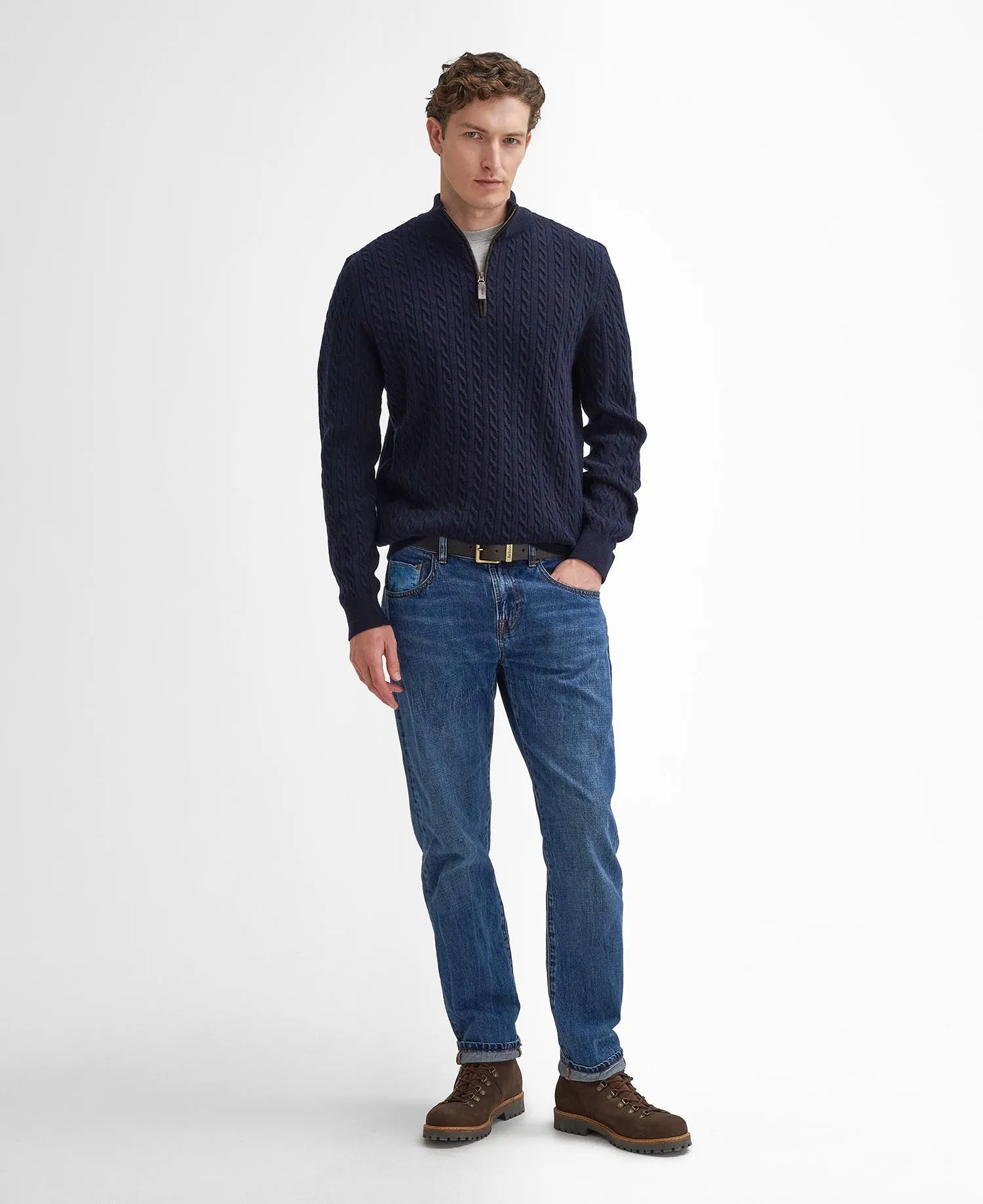 Barbour Ramsden Half Zip Knitted Jumper - Navy