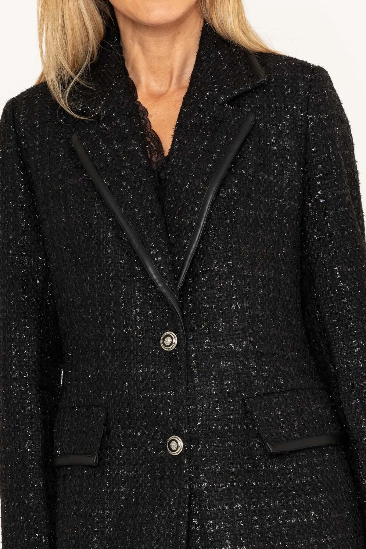 Black Boucle Sparkly Blazer