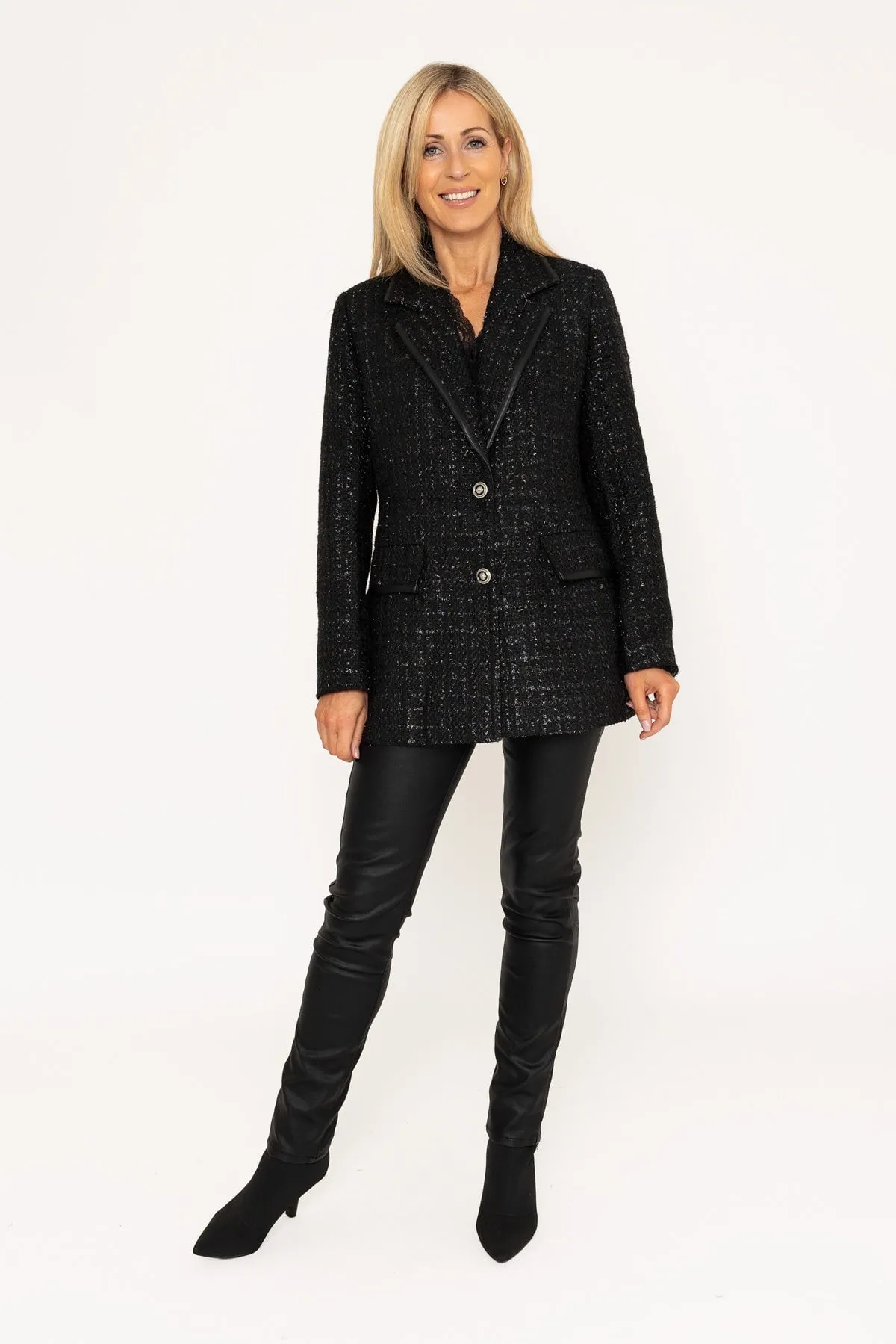 Black Boucle Sparkly Blazer