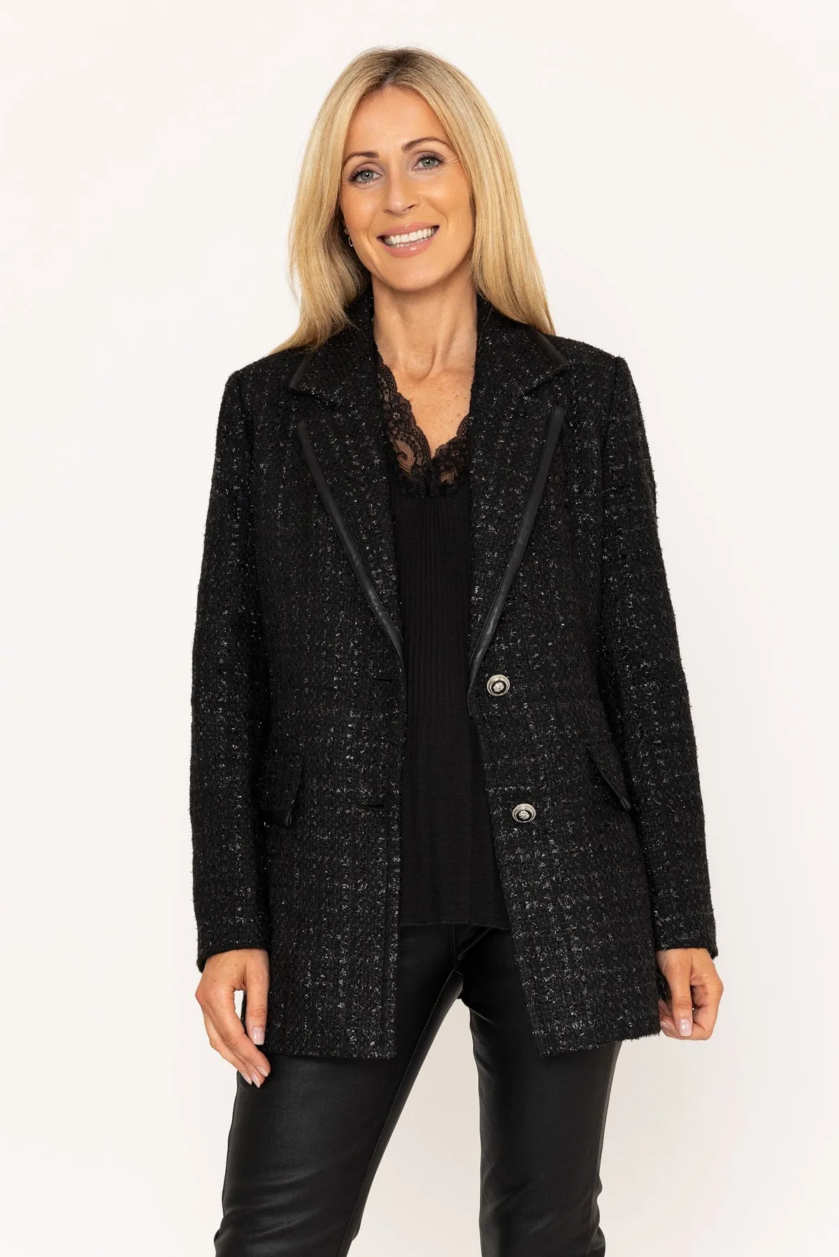 Black Boucle Sparkly Blazer