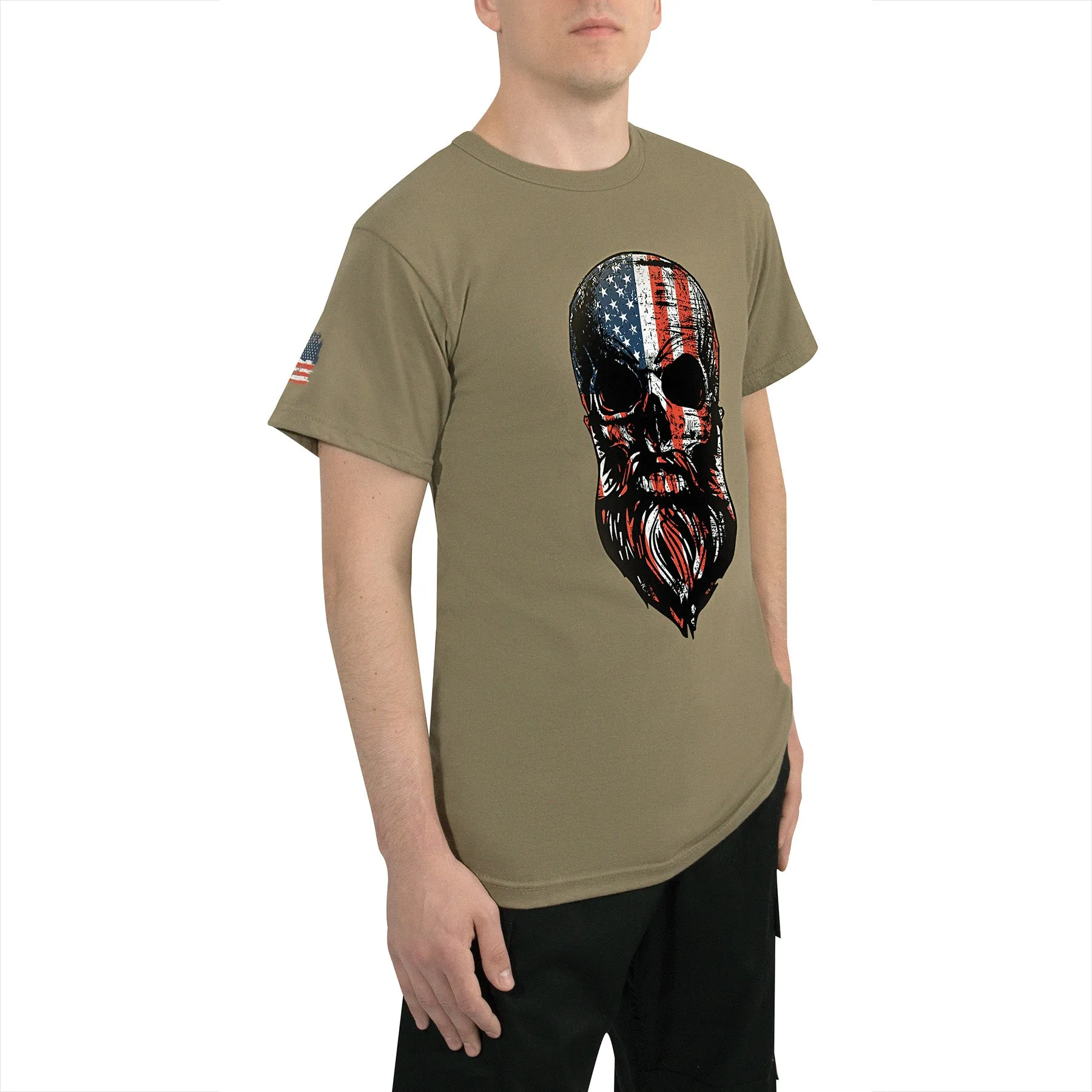 Distressed Bearded Skull / Flag T-Shirts