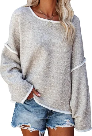 FashionSierra - Loose Soft Chunky Knit Long Batwing Sleeve Pullover Sweater