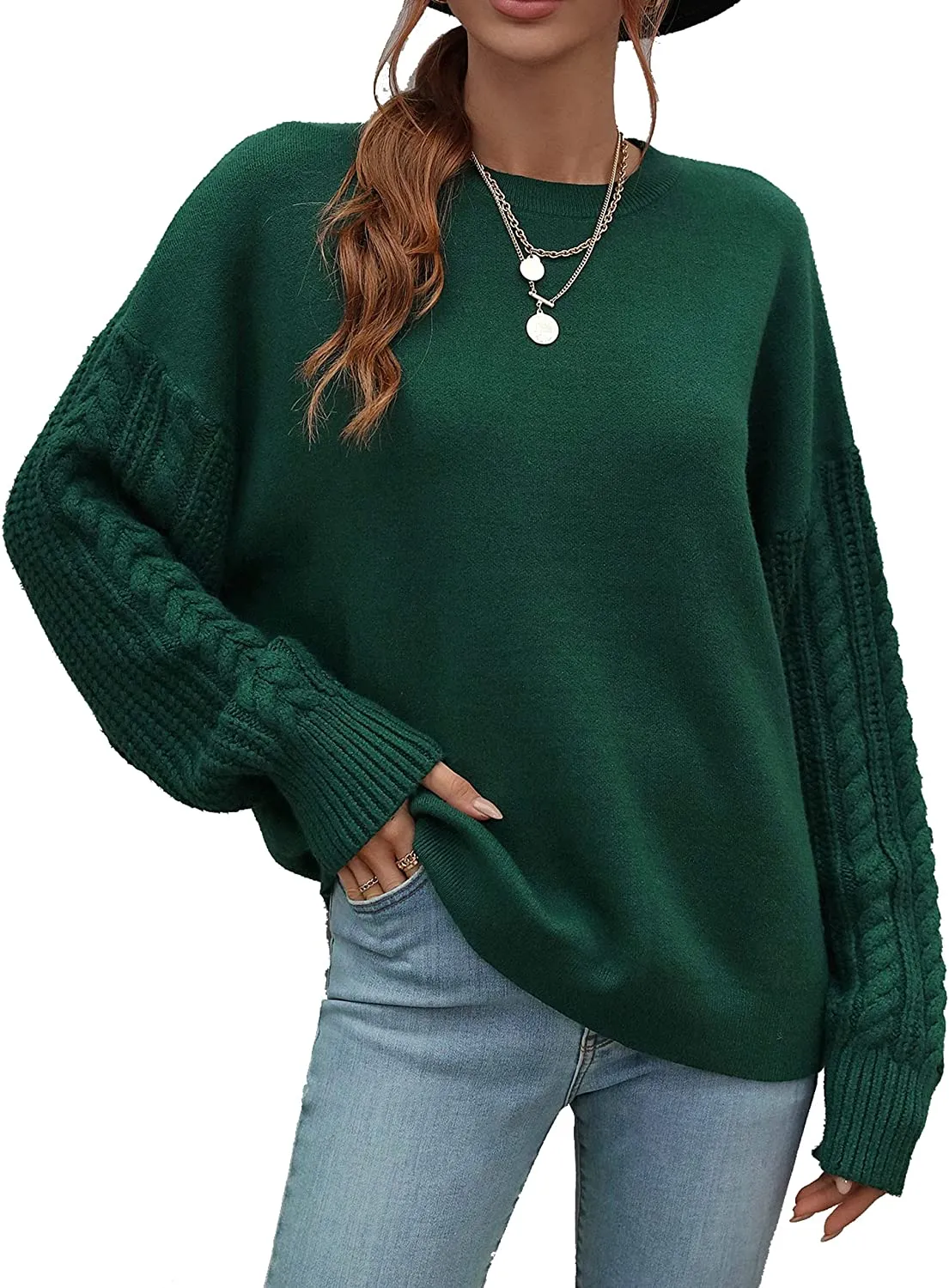 FashionSierra - Loose Soft Chunky Knit Long Batwing Sleeve Pullover Sweater