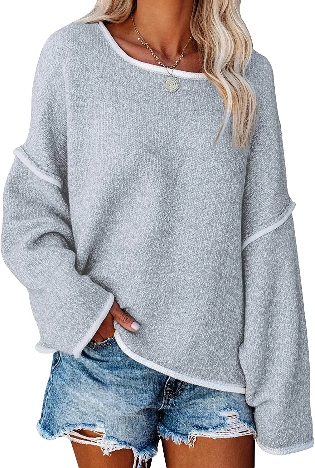 FashionSierra - Loose Soft Chunky Knit Long Batwing Sleeve Pullover Sweater