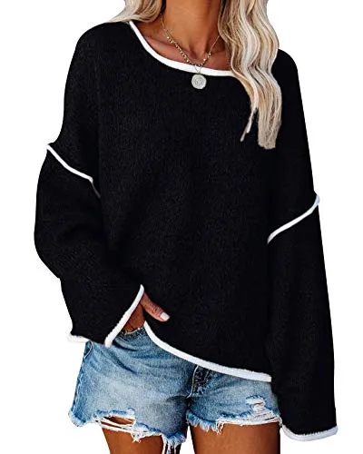 FashionSierra - Loose Soft Chunky Knit Long Batwing Sleeve Pullover Sweater