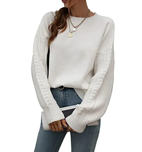 FashionSierra - Loose Soft Chunky Knit Long Batwing Sleeve Pullover Sweater