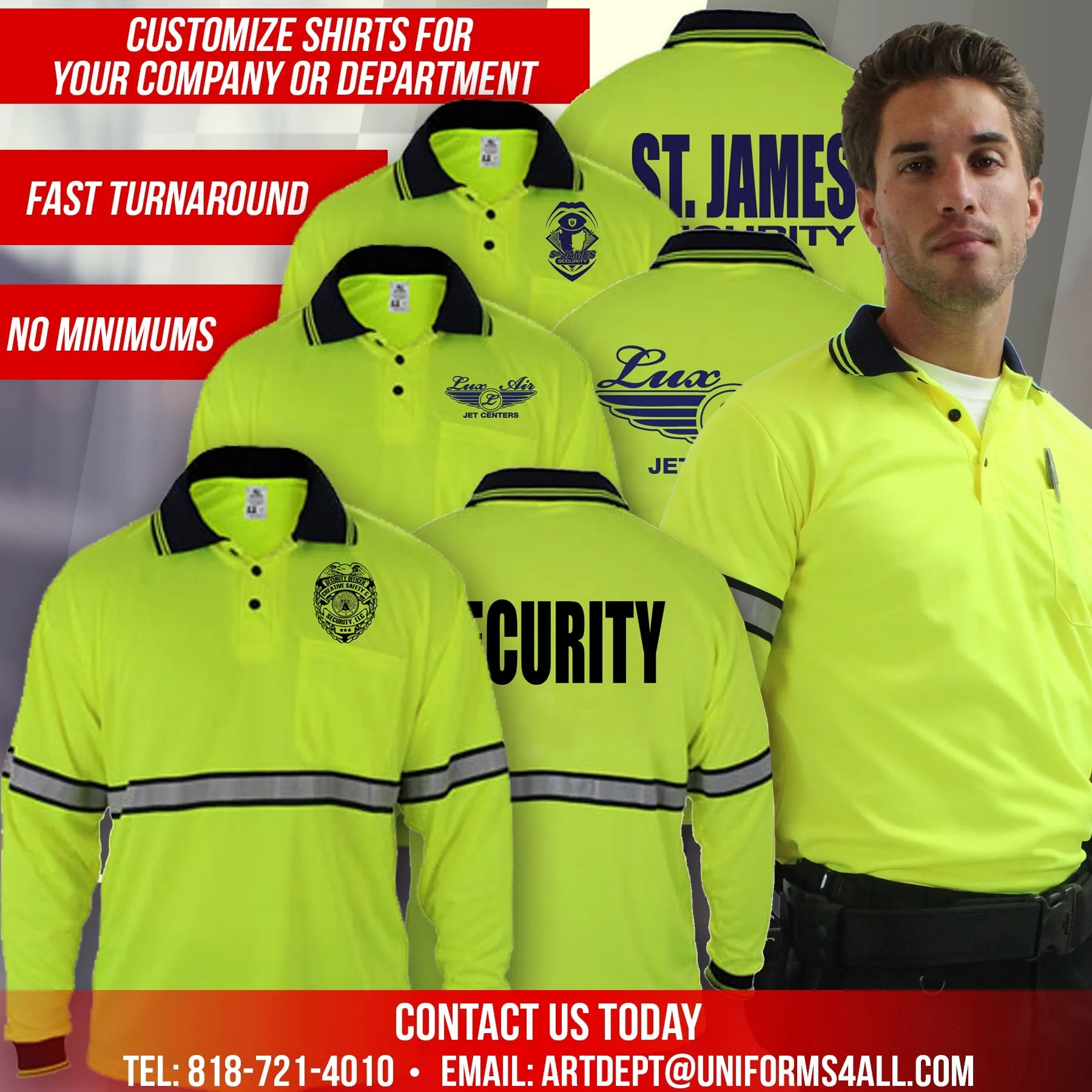 First Class High Visibility Long Sleeve Polo Shirts with Reflective Stripes