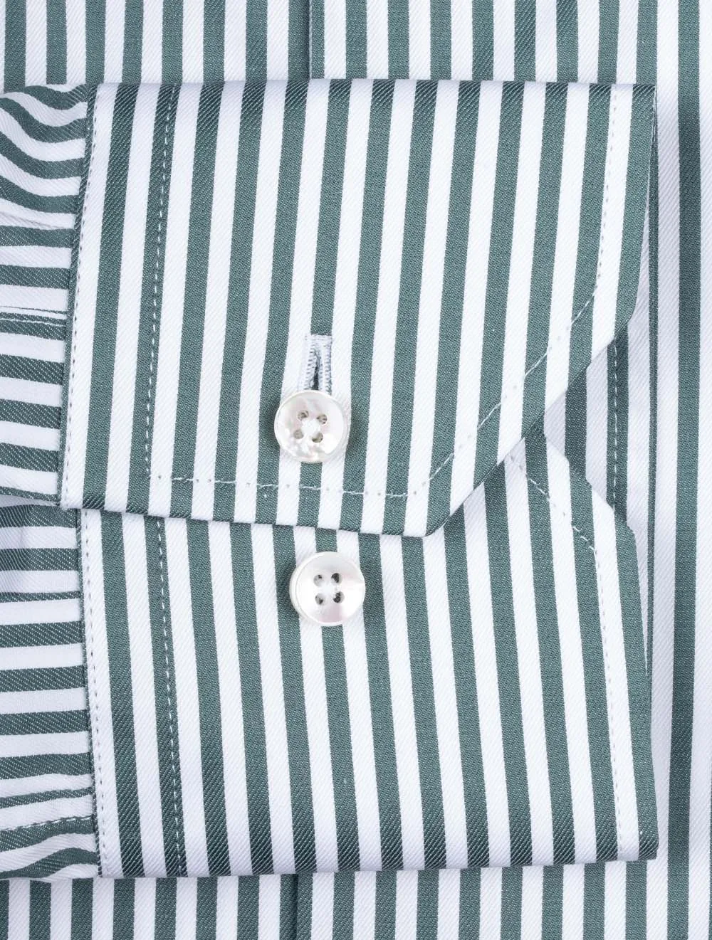 Green Stripe Cotton Slimline Shirt