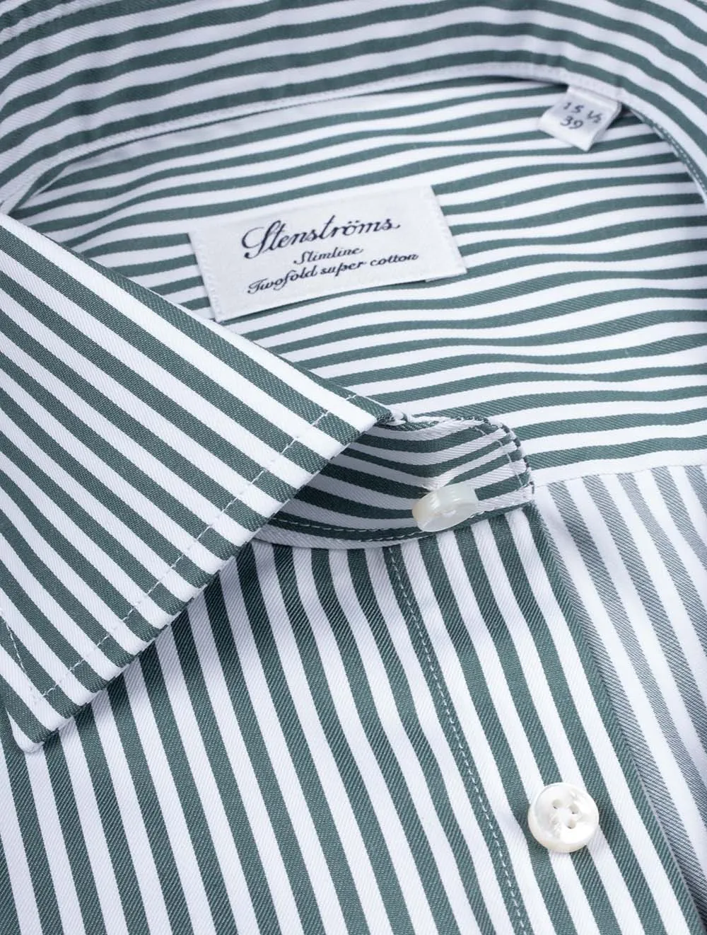 Green Stripe Cotton Slimline Shirt