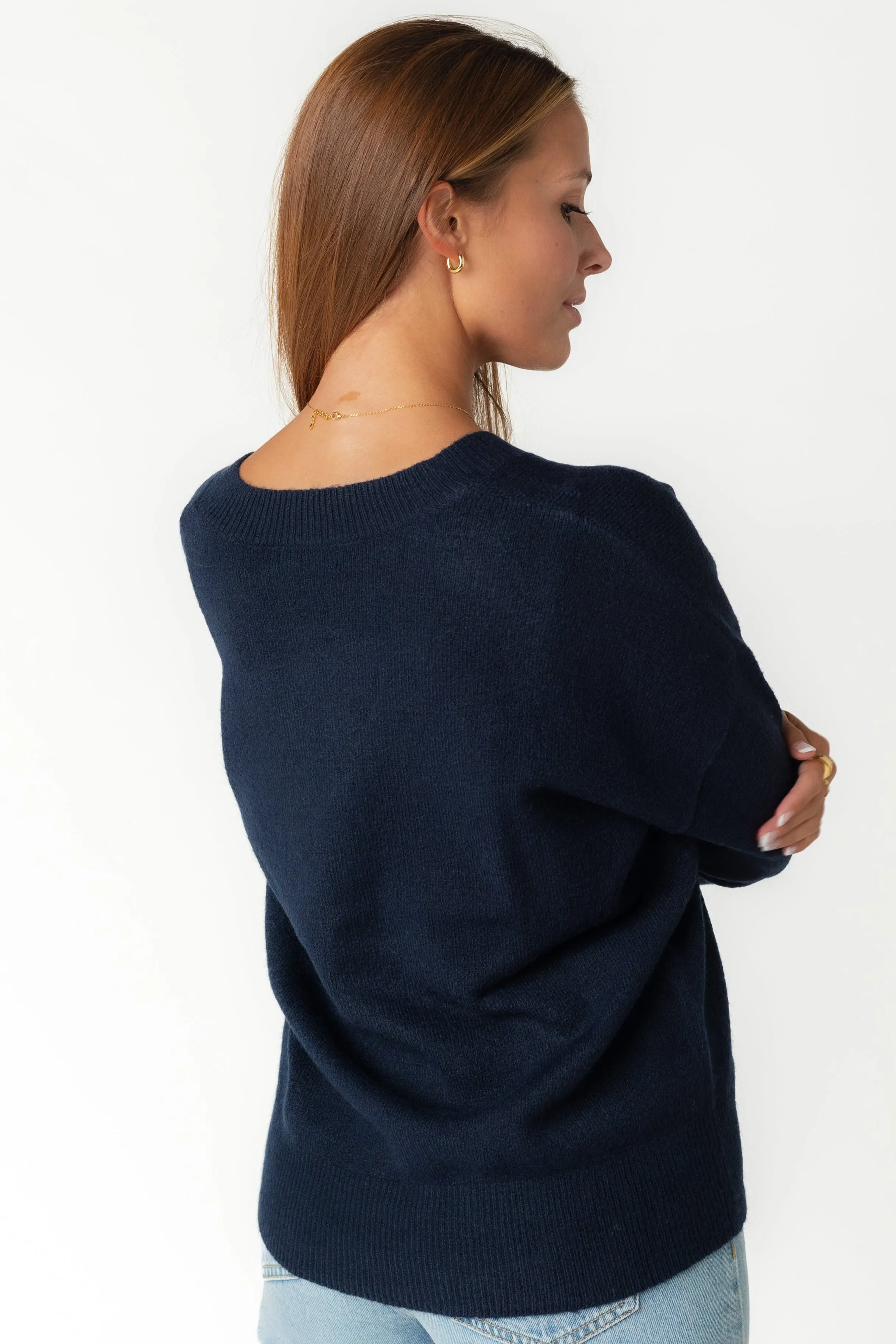 Lena V Neck Drop Shoulder Knit Sweater