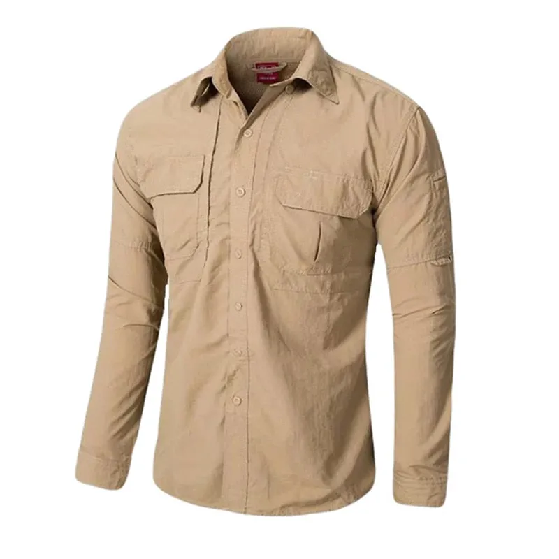 Men's Long Sleeve Shirt Breathable Quick Dry Cargo Shirt