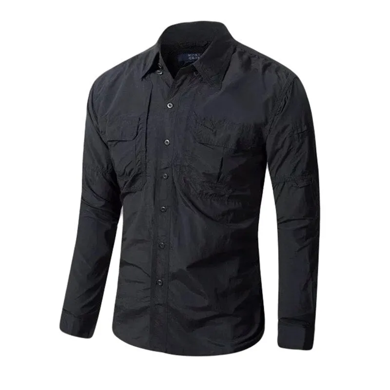 Men's Long Sleeve Shirt Breathable Quick Dry Cargo Shirt