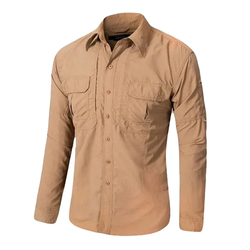 Men's Long Sleeve Shirt Breathable Quick Dry Cargo Shirt