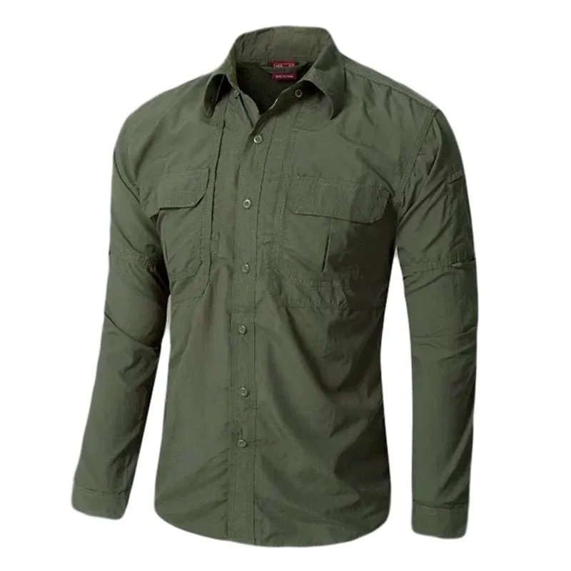 Men's Long Sleeve Shirt Breathable Quick Dry Cargo Shirt