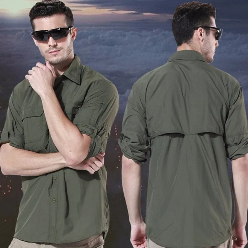 Men's Long Sleeve Shirt Breathable Quick Dry Cargo Shirt