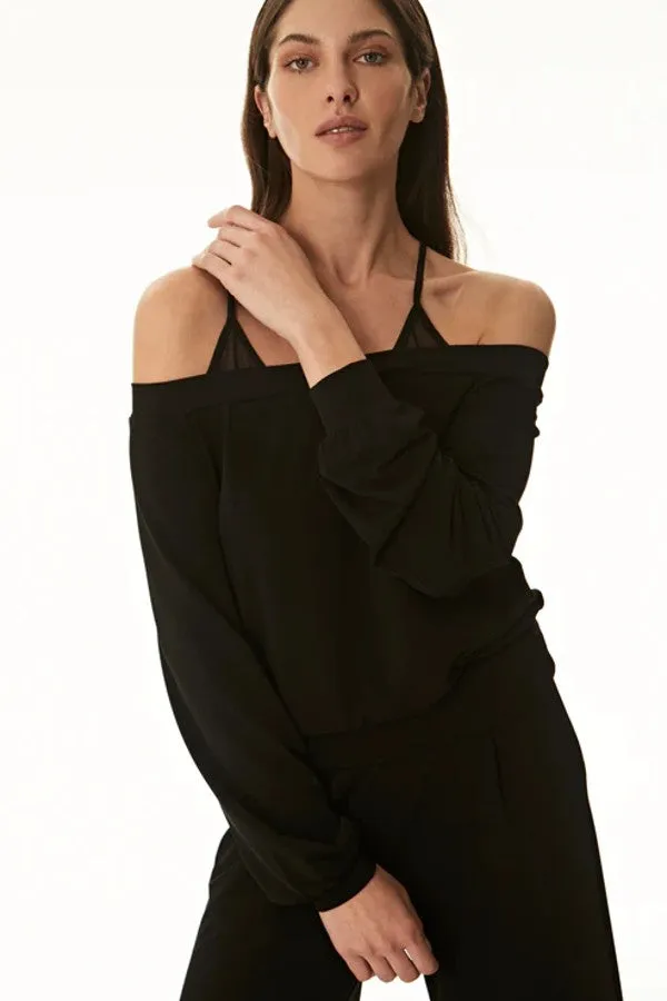 Mesh Paneled Off Shoulder