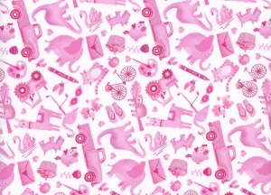 Mini Pink I Spy Creatures & Stuff on White Quilting Cotton