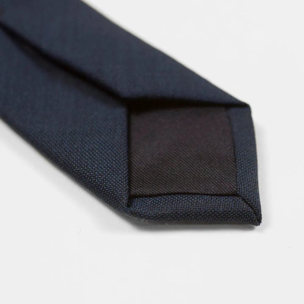 Navy lightweight wool tie, oxford weave