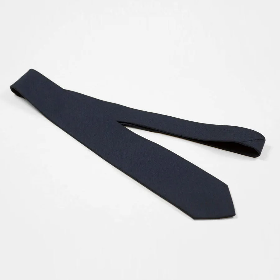 Navy lightweight wool tie, oxford weave