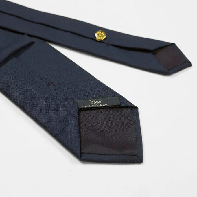 Navy lightweight wool tie, oxford weave