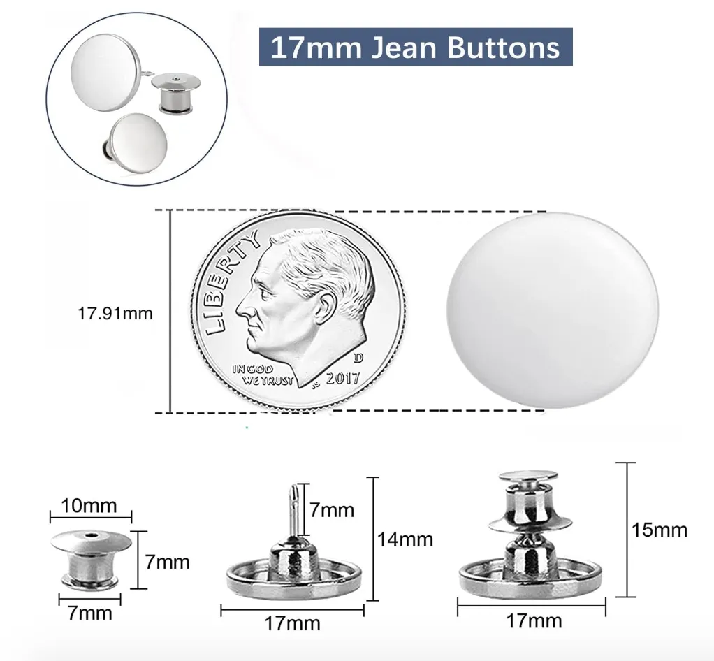 No Sew Jean Buttons - Metal