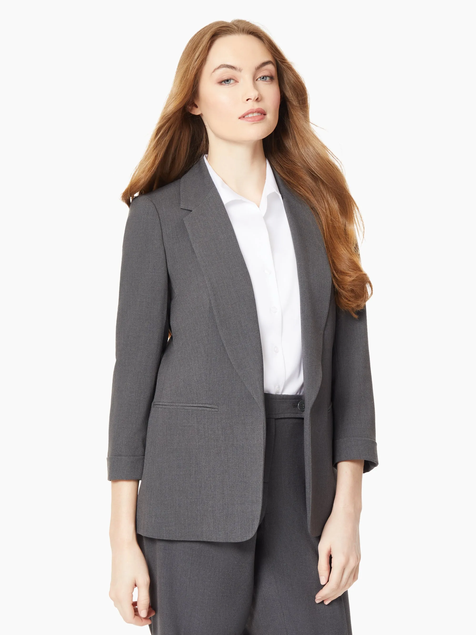 Notch Collar Rolled Cuff Bi-Stretch Blazer