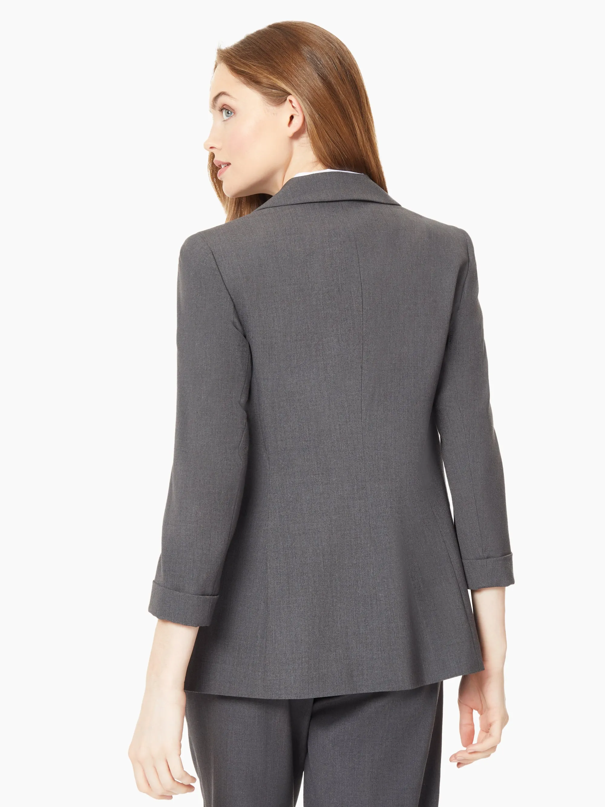 Notch Collar Rolled Cuff Bi-Stretch Blazer