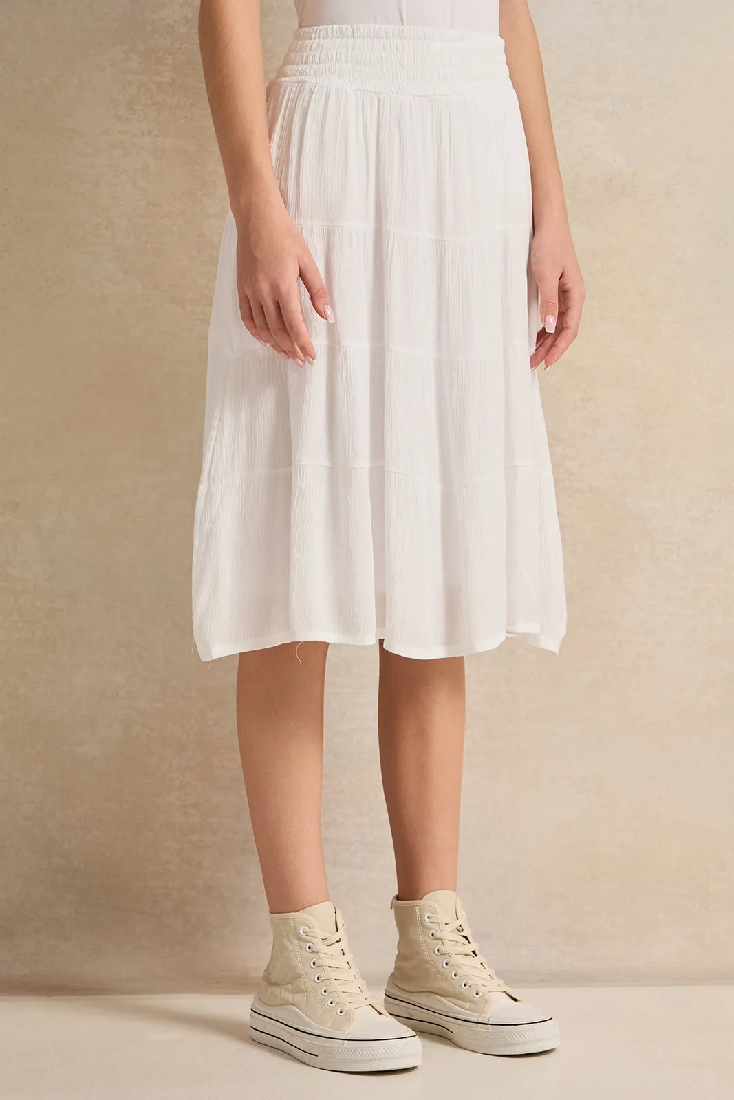 Senior Girl White Tiered Skirt