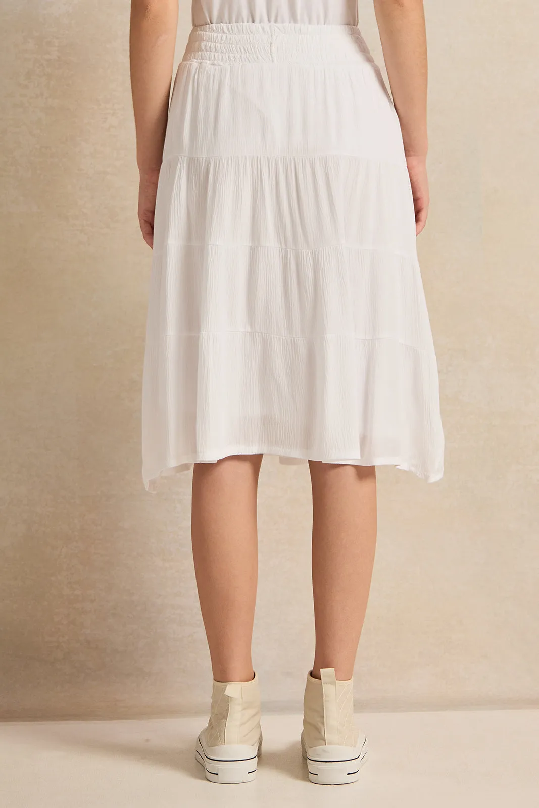 Senior Girl White Tiered Skirt