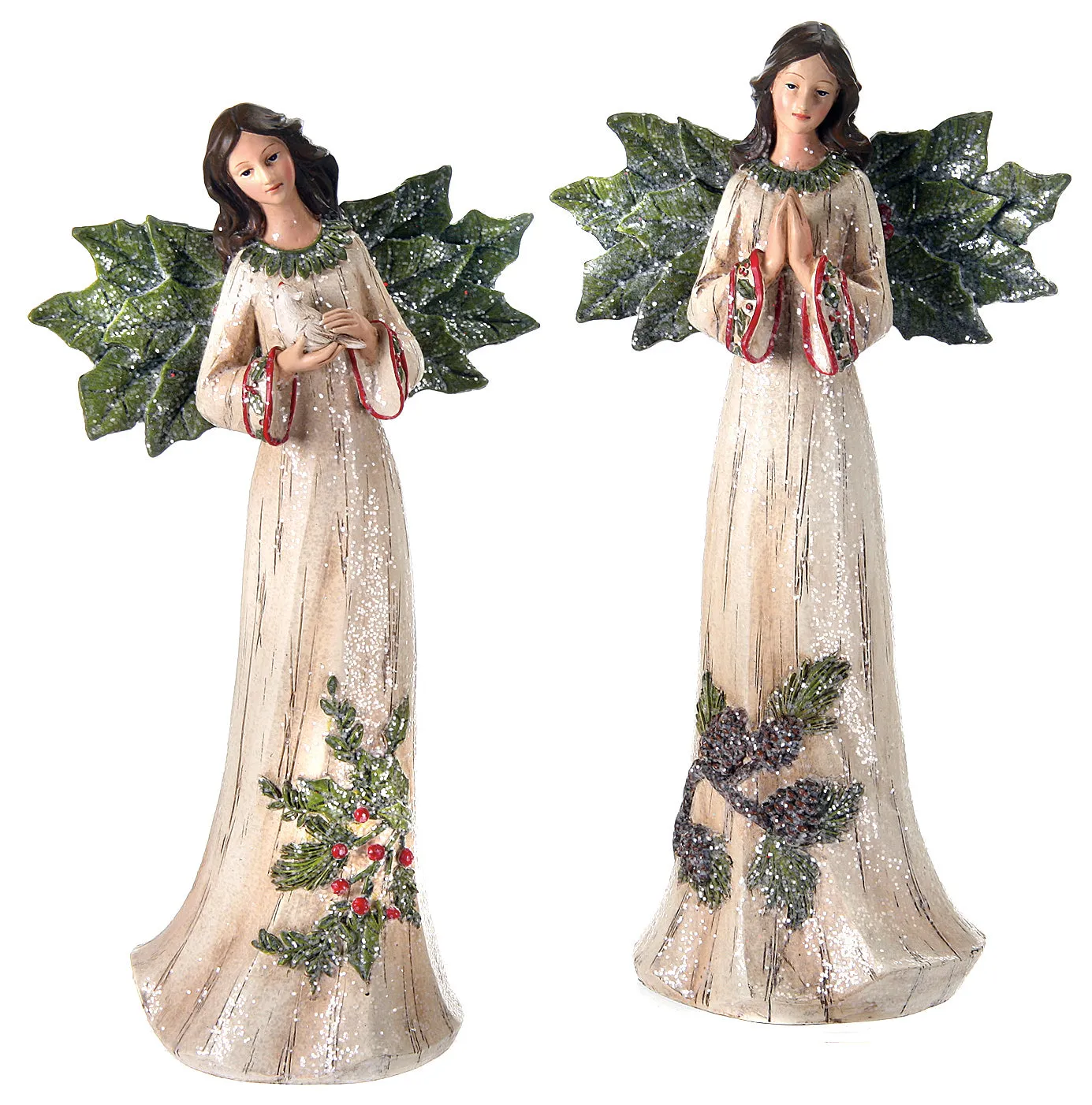 Set of 2 Angels with Holly Wings for Just Jill