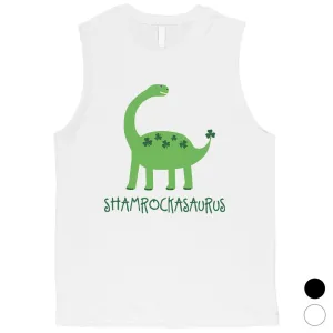 Shamrock Saurus Mens Muscle Top Funny New Dad St Patricks Day Shirt