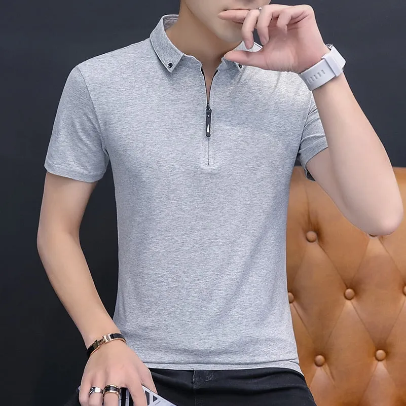 Slim fit sold color polo shirt