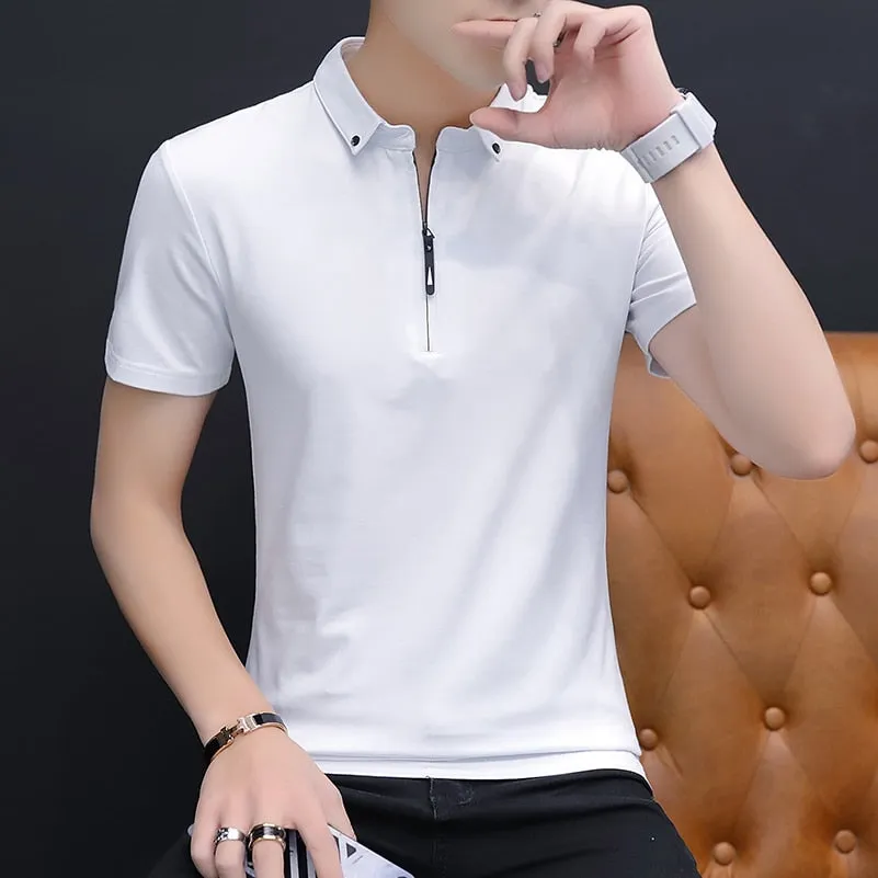 Slim fit sold color polo shirt