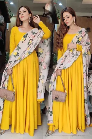 Stylish Yellow gown party wear 2021 latest