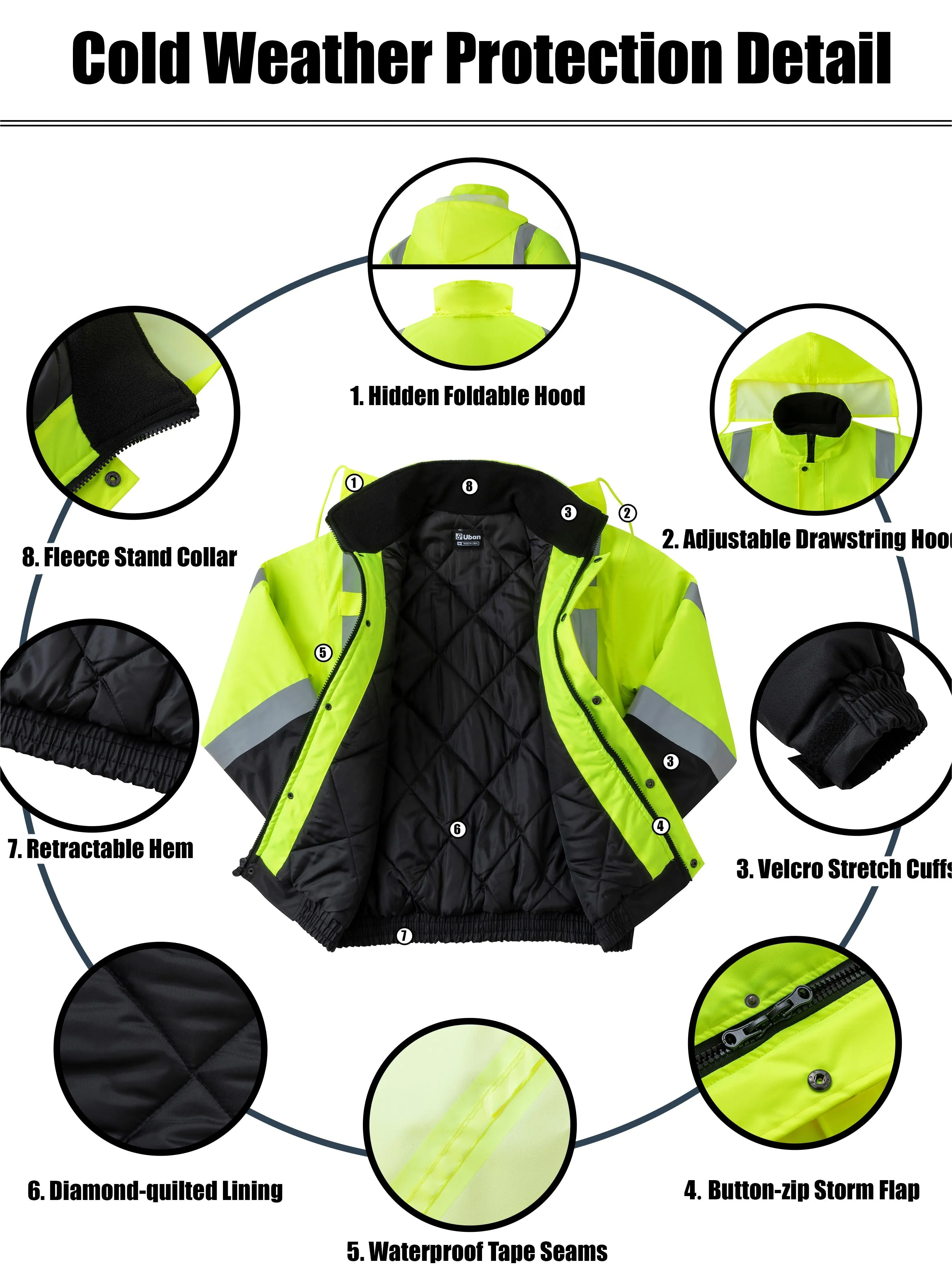 Ubon High Visibility Winter Safety Jackets