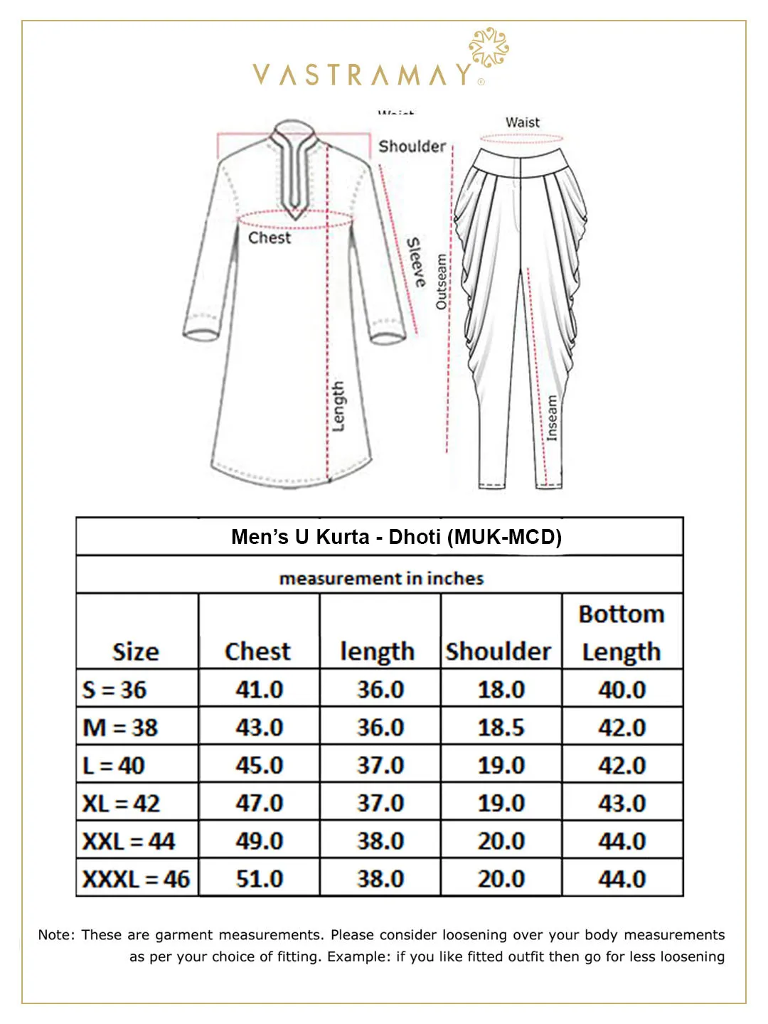 Vastramay Men's Brown Kurta and White Dhoti