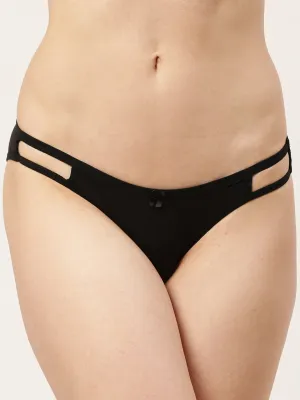 Women’s Solid Black Mid-Rise Bikini Brief | MARY-BK-1 |