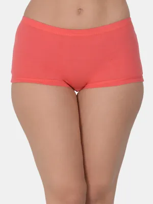 Women’s Solid Coral Mid-Rise BoyShort Brief | JOY-GJ-1 |