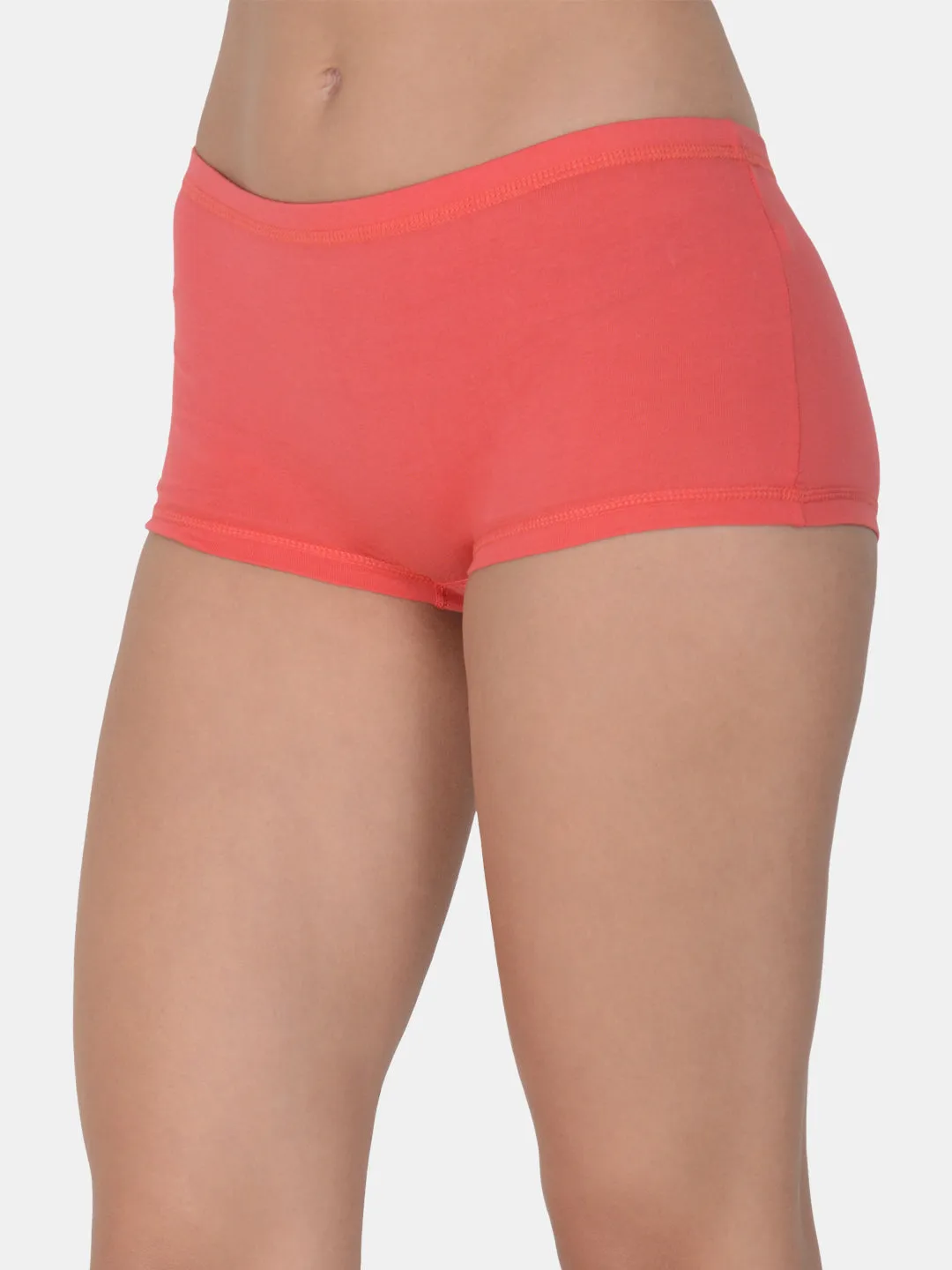 Women’s Solid Coral Mid-Rise BoyShort Brief | JOY-GJ-1 |