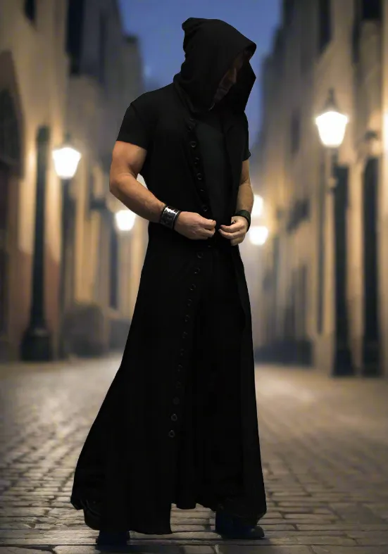 WRAITH ROBE - LIGHTWEIGHT BLACK COTTON